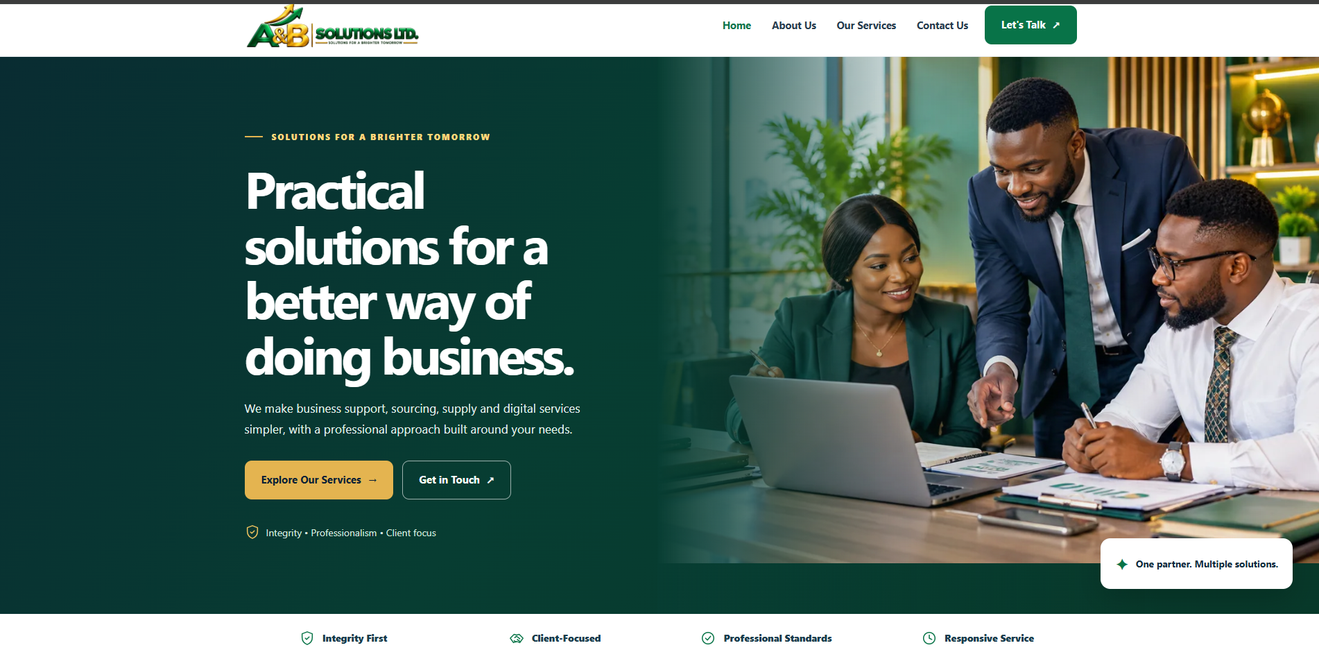 A&B Solutions Ltd website screenshot